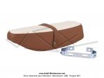 Selle longue biplace Marron et Beige - avec sangle passager + étrier de fixation - pour Mobylette Motobécane / MBK / Peugeot