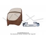 Selle longue biplace Marron et Beige - avec sangle passager + étrier de fixation - pour Mobylette Motobécane / MBK / Peugeot