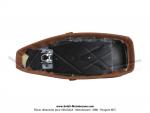 Selle longue biplace Marron et Beige - avec sangle passager + étrier de fixation - pour Mobylette Motobécane / MBK / Peugeot