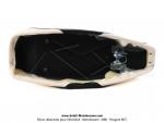 Selle longue biplace Noire et Blanche avec étrier de fixation pour Mobylette Motobécane / MBK / Peugeot