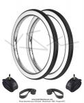 Pack 2x Pneus 2 x 16 à flancs "Blanc Pur" / 2x Chambres à air 2 x 16 Valve Vélo Presta French / 2x Fonds de jante 16" pour SoleX 5000