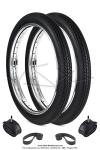 Pack 2x Pneus 2 1/4 x 18 (2.25-18) "RAPIDO" VSX / 2x Chambres à air 2 1/4x18 à Valve Vélo Presta French / 2x Fonds de jante 18" - pour Mobylette Motobécane / Motoconfort / MBK 88 / 85 / 89 / 881 / 92