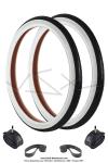 Pack 2x Pneus 2.00 x 19 (23-2) "RAPIDO" &agrave; flancs Blanc Pur VSX / 2x Chambres &agrave; air 2.00x19 &agrave; Valve V&eacute;lo Presta French / 2x Fonds de jante 19" - pour Mobylette Motob&eacute;cane / Peugeot