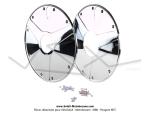 Flasques (Enjoliveurs) de roue - CYCLOSTAND - Chromé - Petit + Grand Ø interne (roue arrière) - pour Peugeot 103 / MBK 51 (la paire)