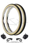 Pack 2x Pneus 1 3/4 x 19 (1.75-19) HUTCHINSON Nervuré - à flancs blancs + 2x Chambres à air 1 3/4 x 19 à Valve Vélo Presta + 2x Fonds de jante 19" - pour SoleX 3800 / 3300 / 2200 / 1700 / 1400