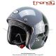 Casque Jet - cran solaire - Gris / Vert / Noir verni - Trendy  T-104 HERBY   - Taille L