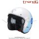Casque Jet - cran solaire - Blanc / Bleu / Rouge verni - Trendy  T-104 HERBY   - Taille L