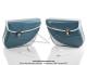 Sacoches Narbel N01 Bleu Motobcane  1345  - Finitions blanches - Fixation par sangles cuirs - Fermeture type  cartable  pour Mobylette Motobcane / Motoconfort / MBK 85 / 88 (...) (la paire)