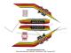 Autocollants (Pochette / Planche de 8 pcs) - Orange / Rouge / Jaune - pour Mobylette Motobcane / MBK 51 Super