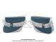 Sacoches Narbel N01 Bleu Motobcane  1345  - Finitions blanches  franges - Fixation par sangles cuirs - Fermeture type  cartable  - pour Mobylette Motobcane / Motoconfort / MBK 85 / 88 (...) (la paire)