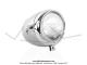 Phare chrom 125mm - Vitre blanche - avec casquette et support de compteur 60mm intgr