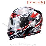 Casque Intgral - Double-cran - Blanc / Rouge / Noir - Trendy  T-602 SKIDDY   - Taille L