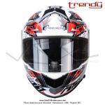 Casque Intgral - Double-cran - Blanc / Rouge / Noir - Trendy  T-602 SKIDDY   - Taille XL