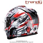 Casque Intgral - Double-cran - Blanc / Rouge / Noir - Trendy  T-602 SKIDDY   - Taille XL