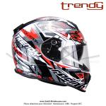 Casque Intgral - Double-cran - Blanc / Rouge / Noir - Trendy  T-602 SKIDDY   - Taille XL