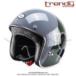 Casque Jet - cran solaire - Gris / Vert / Noir verni - Trendy  T-104 HERBY   - Taille XL