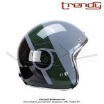 Casque Jet - cran solaire - Gris / Vert / Noir verni - Trendy  T-104 HERBY   - Taille XL