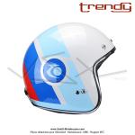 Casque Jet - cran solaire - Blanc / Bleu / Rouge verni - Trendy  T-104 HERBY   - Taille XL