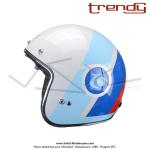 Casque Jet - cran solaire - Blanc / Bleu / Rouge verni - Trendy  T-104 HERBY   - Taille XL