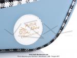 Sacoches  Chamrousse  C01 Bleues  1345  - Finitions  Vichy  Noir et Blanc - Fixation par sangles cuirs - pour Mobylette Motobcane / MBK / Peugeot (tous modles) (la paire)