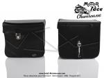 Sacoches  Chamrousse  C03 Noires - Finitions noires - Fixation par sangles cuirs - pour Mobylette Motobcane / MBK / Peugeot (tous modles) (la paire)