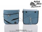 Sacoches  Chamrousse  C03 Bleu Motobcane  1345  - Finitions noires - Fixation par sangles cuirs - Spciales pour Mobylette Motobcane / MBK / Peugeot (tous modles) (la paire)