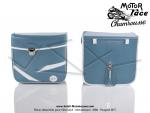 Sacoches  Chamrousse  C03 Bleu Motobcane  1345  - Finitions blanches - Fixation par sangles cuirs - pour Mobylette Motobcane / MBK / Peugeot (tous modles) (la paire)