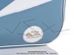 Sacoches  Chamrousse  C03 Bleu Motobcane  1345  - Finitions blanches - Fixation par sangles cuirs - pour Mobylette Motobcane / MBK / Peugeot (tous modles) (la paire)