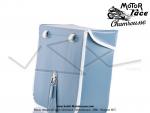 Sacoches  Chamrousse  C03 Bleu Motobcane  1345  - Finitions blanches - Fixation par sangles cuirs - pour Mobylette Motobcane / MBK / Peugeot (tous modles) (la paire)