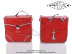 Sacoches  Prosac  P01 Rouges SoleX  02  - Finitions  liserets Gris clair - Coins Rouges - Fixation  crochets - Spciales pour VloSoleX 3800 Luxe Rouge (la paire)