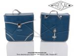 Sacoches P01 Bleues SoleX  06  - Finitions  liserets Gris clair - Coins Bleus - Fixation  crochets -  Prosac  - Spciales VloSoleX 3800 Luxe Bleu (la paire)
