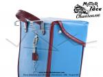 Sacoches  Chamrousse  C02 Bleues (finitions Bordeau) inclines - Fixation par crochets - Spciales pour Mobylette Motobcane / Motoconfort MobyX X7 sans clignotants (la paire)