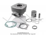 Cylindre / Piston (Kit) - 40mm - 50cc - Alu - T6 (6 transferts) - avec trou de dcompresseur - pour Peugeot FOX / FXR / 103 (...)