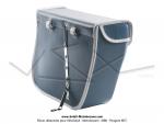 Sacoches Narbel N01 Bleu Motobcane  1345  - Finitions blanches - Fixation par sangles cuirs - Fermeture type  cartable  pour Mobylette Motobcane / Motoconfort / MBK 85 / 88 (...) (la paire)