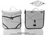 Sacoches P01 Blanches - Finitions  liserets Noirs - Coins Blancs - Fixation  crochets -  Prosac  - Spciales VloSoleX (la paire)