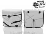 Sacoches C03 Blanches - Finitions noires - Fixation par sangles cuirs -  Chamrousse  - pour Mobylette Motobcane / MBK / Peugeot (tous modles) (la paire)