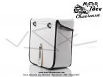 Sacoches C03 Blanches - Finitions noires - Fixation par sangles cuirs -  Chamrousse  - pour Mobylette Motobcane / MBK / Peugeot (tous modles) (la paire)