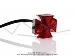 Feu rouge arrire - Croix de Malte - Petit modle - Embase chrome