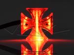 Feu rouge arrire - Croix de Malte - Petit modle - Embase chrome