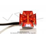 Feu rouge arrire - Croix de Malte - Petit modle - Embase chrome