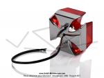 Feu rouge arrire - Croix de Malte - Gros modle - Embase chrome