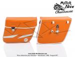 Sacoches  Chamrousse  C01 Oranges (finitions blanches) inclines - Fixation par sangles cuir - (la paire)