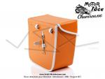 Sacoches  Chamrousse  C01 Oranges (finitions blanches) inclines - Fixation par sangles cuir - (la paire)