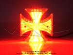 Feu rouge arrire - Croix de Malte - Gros modle - Embase chrome