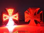 Feu rouge arrire - Croix de Malte - Gros modle - Embase chrome