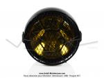 Phare avant 160 sans interrupteur - tout noir - Avec grille - Vitre jaune