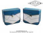 Sacoches  Prosac  P02 Bleu Atoll et Blanc - Fixation par crochets - Spciales pour VloSoleX 5000 / 6000 / Tnor