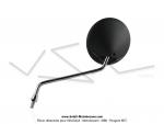 Rtroviseur rond noir 110cm / Dport 130mm - tige chrome - pour Mobylettes Motobcane / MBK / Peugeot (fixation sans collier)