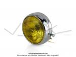 Phare avant chrom avec interrupteur 140mm - Vitre Jaune - type d'ampoule BA20d - Universel