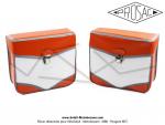 Sacoches  Prosac  P02 Orange et Blanc - Fixation par crochets - Spciales pour VloSoleX 5000 / 6000 / Tnor L & GL
